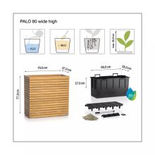 Lechuza PALO Natural Wood 80 wide high eucalyptus wood 78,5x37x77 cm