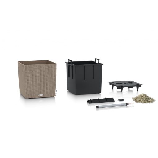 Lechuza CUBE Cottage 30 önöntöző készlettel: Sand Brown