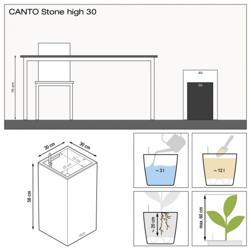 Lechuza CANTO Stone Tower All-in-One Set: 30x30x56 cm Grafit