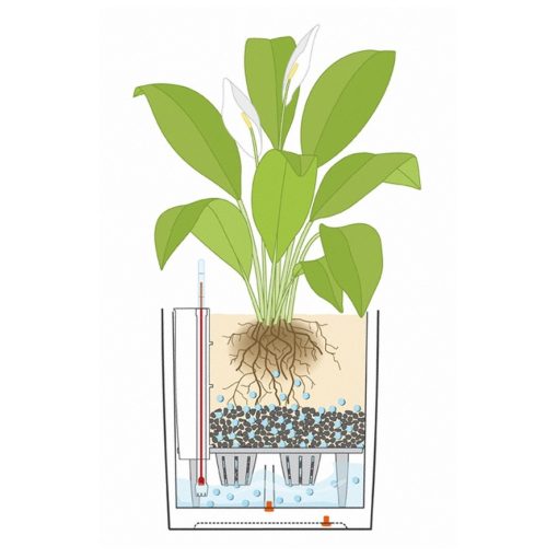 Lechuza CUBE Cottage 50 önöntöző készlettel: Light Gray