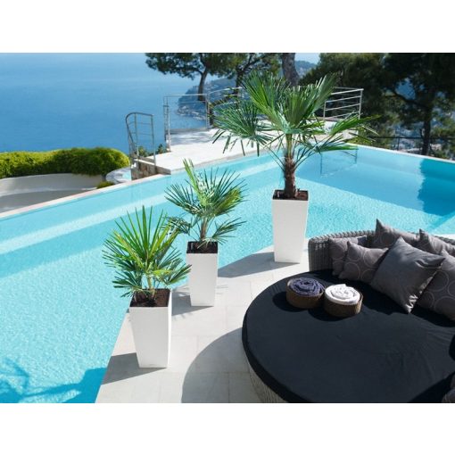 Lechuza Cubico Color kiemelhető belsővel és önöntözővel-All-in-One Set: 30x30x56 cm Fehér