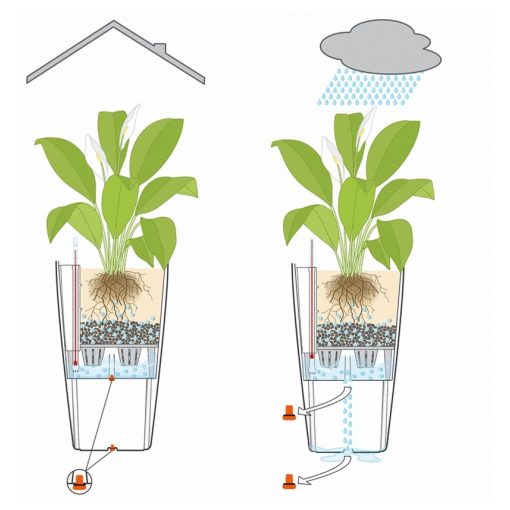 Lechuza CUBICO Cottage 40 kiemelhető belsővel és önöntöző készlettel: Light Gray