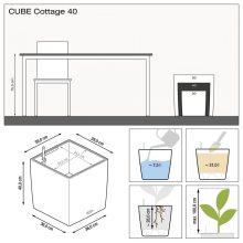 Lechuza CUBE Cottage 40 önöntöző készlettel: Graphite