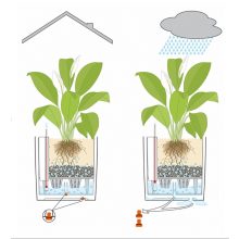 Lechuza CUBE Cottage 40 önöntöző készlettel: Light Gray