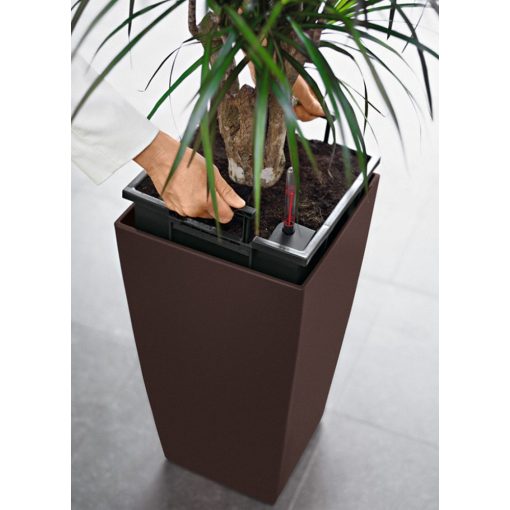 Lechuza Cubico Color kiemelhető belsővel és önöntözővel-All-in-One Set: 30x30x56 cm Palaszürke