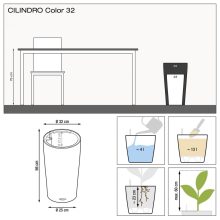 Lechuza CILINDRO Color All-in-One Set: Ø32x56 cm Palaszürke