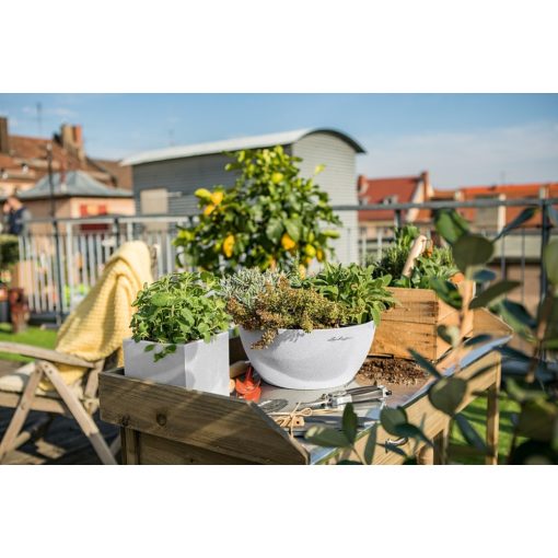 Lechuza CUBETO stone 40  All-in-One Set Quarz Fehér